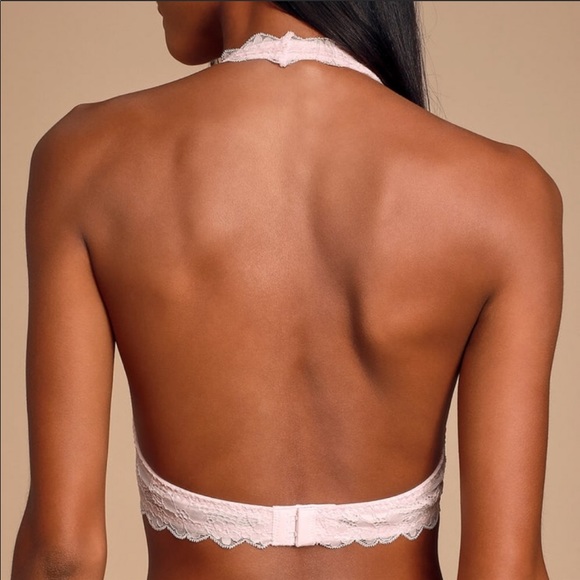 Free People Galloon Halter Lace Bralette Pink XS - Picture 3 of 8